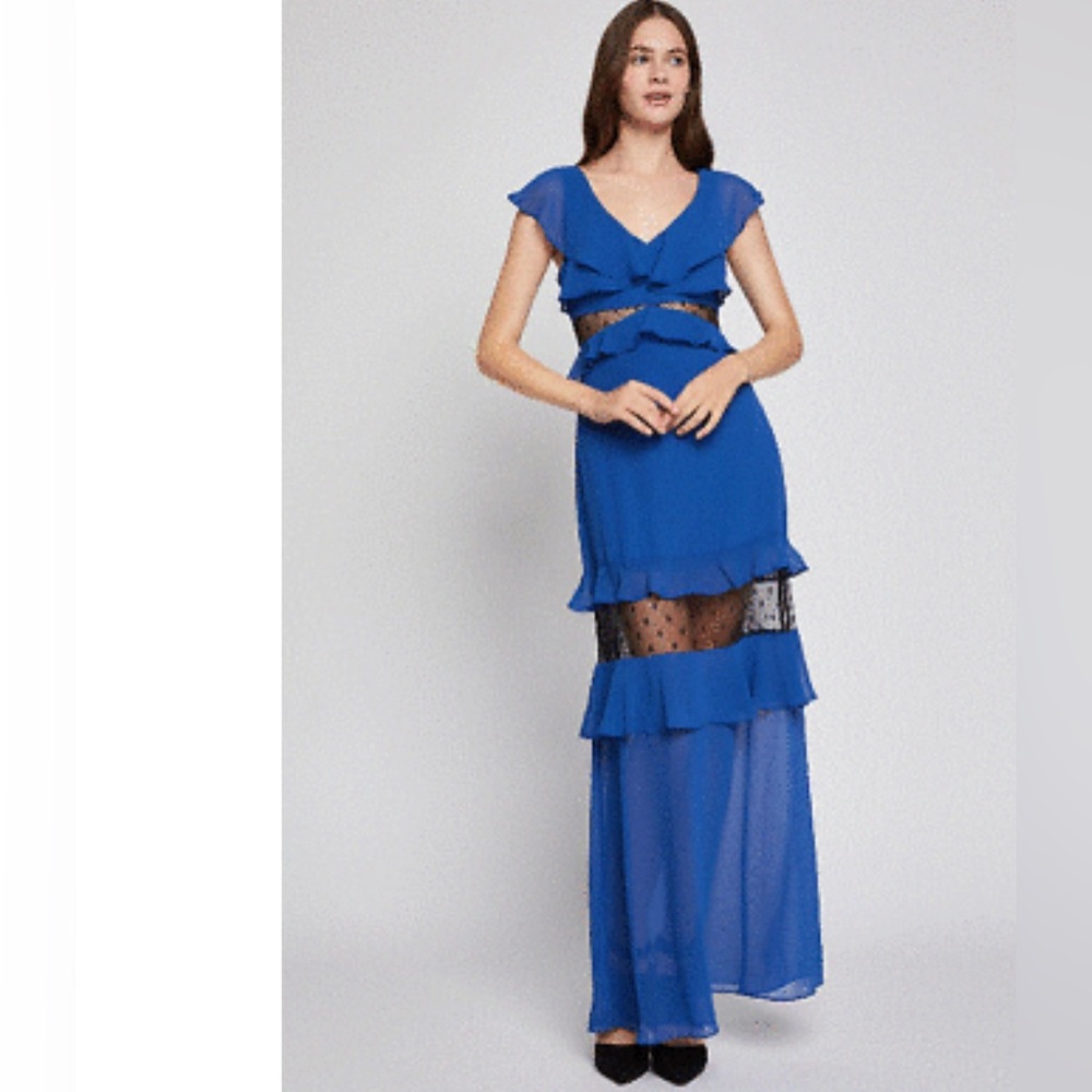 Blue Tiered Ruffle Maxi Dress